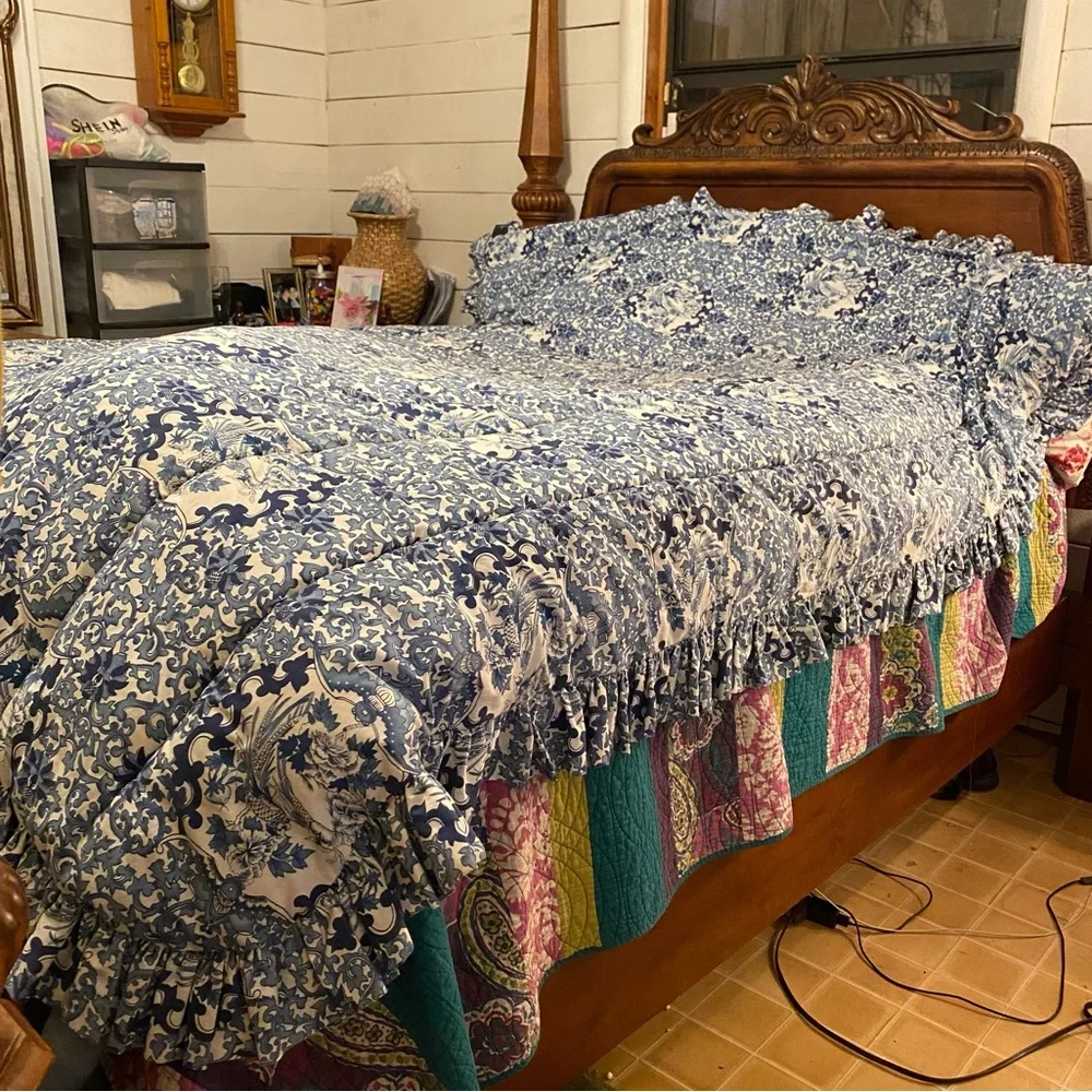 Ralph Lauren RARE Porcelain Blue Tamarind Bird Twin comforter